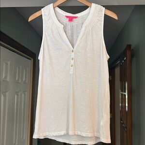 Lilly Pulitzer Flattering Lightweight Sleeveless Cotton Tank Top Size M White